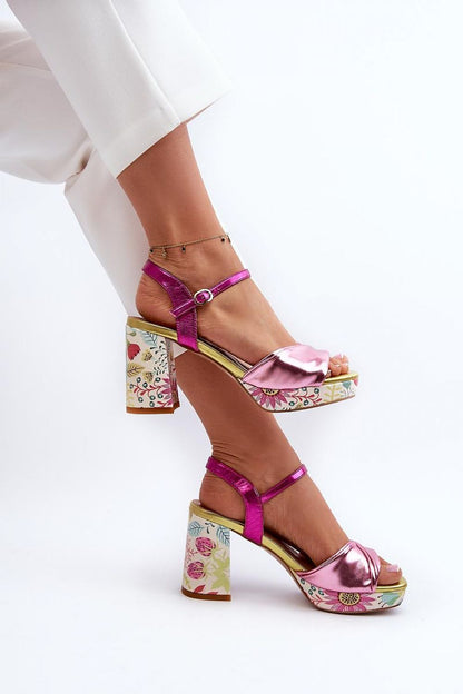 Stylish Elegant Women's Floral Pattern Heel Sandals on display, crafted by Step in Style, featuring feminine charm and comfortable design.
