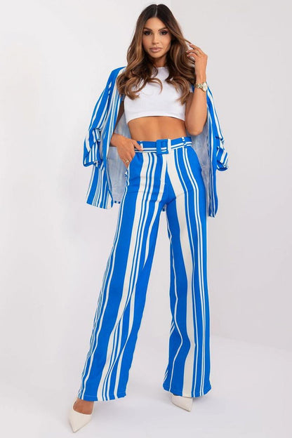 Luxurious high waist striped wide-leg trousers for women by Italy Moda, showcasing elegant design and sophisticated style for versatile occasions.