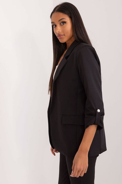 Stylish women's blazer by Och Bella, showcasing a classic notched lapel design, perfect for adding refinement to any outfit.