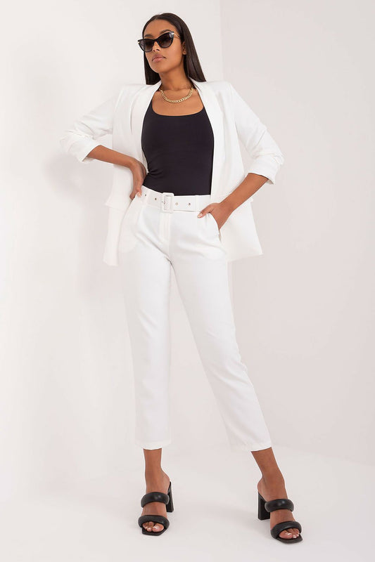 Och Bella Women's Elegant High-Waist Chino Trousers, showcasing a premium polyester fabric and sophisticated straight leg design, perfect for both casual and formal occasions.
