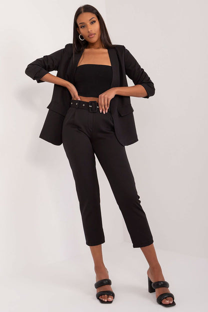 Classically styled straight leg chino trousers by Och Bella, featuring a flattering high waist for ultimate comfort and elegance.