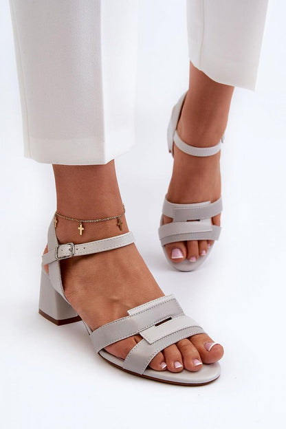 Elegant eco-leather heel sandals by Step in Style, featuring an adjustable strap and a comfortable genuine leather insole, perfect for luxury summer wear.