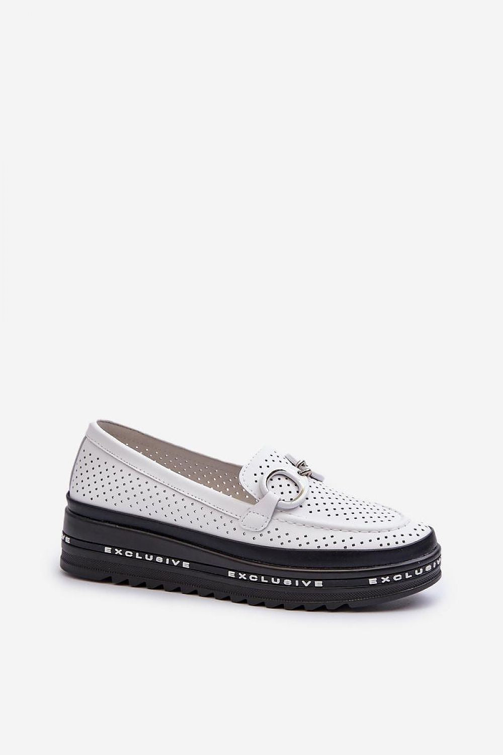 Luxury S.Barski Women's Natural Leather Lace Loafers featuring a stylish platform and intricate decorative detail, perfect for adding elegance to any outfit.