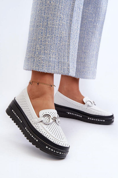Step in Style with S.Barski Women's Natural Leather Lace Loafers, showcasing a chic design with rounded toes and a comfortable soft insole.