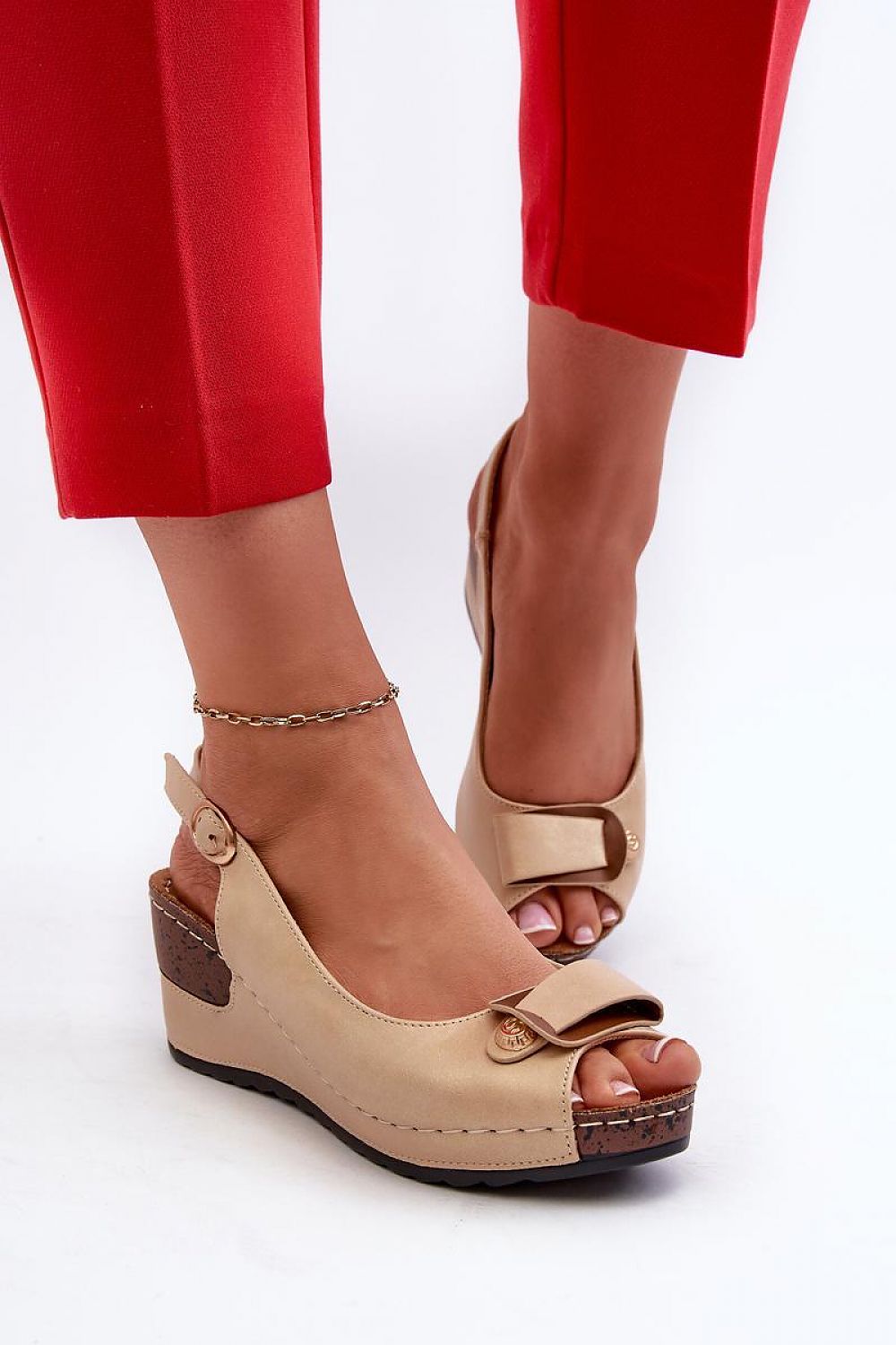 Elegant Women's Eco Leather Wedge Sandals by Step in Style featuring a comfortable cushioned insole and adjustable buckle strap, perfect for stylish summer outings.