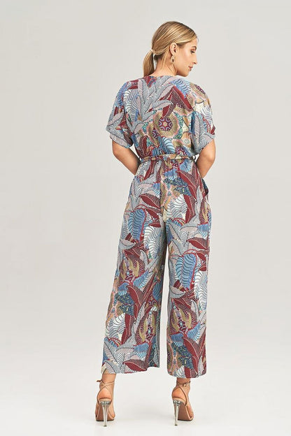 Elegant Figl loose jumpsuit in a stylish design, featuring kimono-style sleeves and a flattering tie waist, made from high-quality viscose.