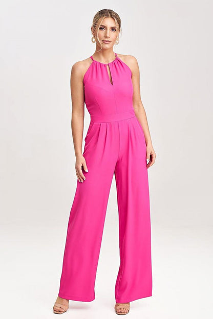 Stylish long wide-leg jumpsuit by Figl, showcasing its elegant design and comfortable fit.