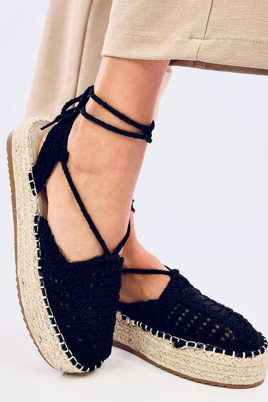Elegant Women's espadrilles by Inello with ankle ties and a woven rope pattern, featuring a luxurious 3.5 cm sole, perfect for summer outfits.
