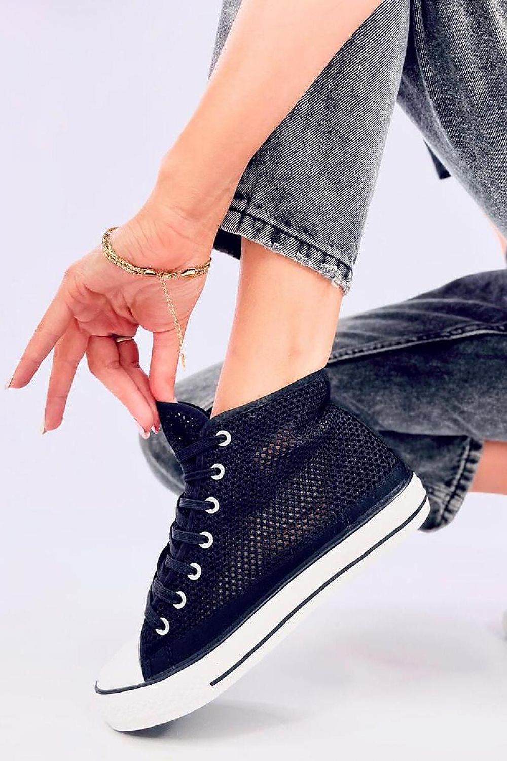 Sophisticated lace-up design of Inello's Women's High Top Sneakers highlighting unique style and comfort.