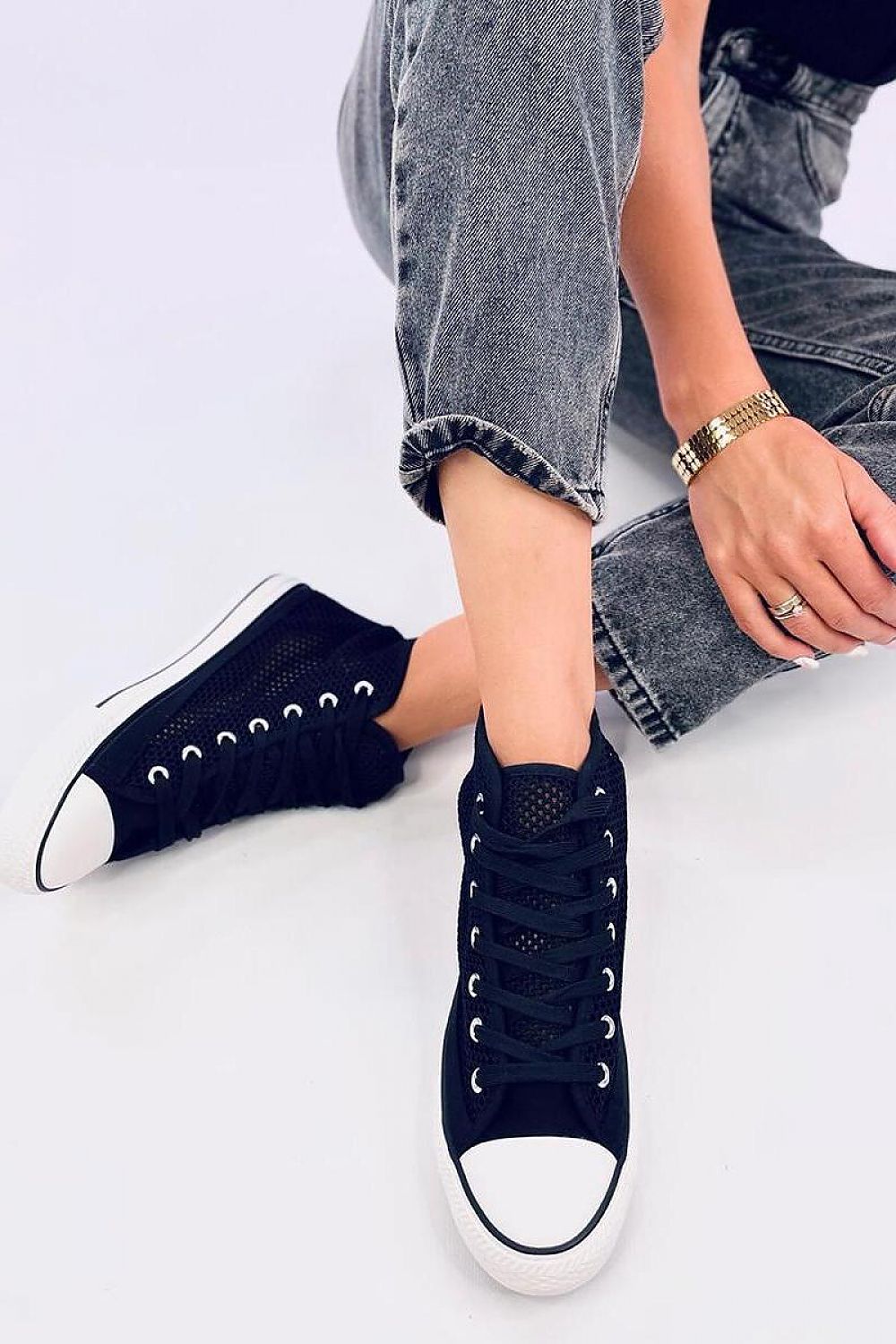 Versatile Lace-Up Women's High Top Mesh Sneakers by Inello, perfect for casual elegance with a breathable construction.