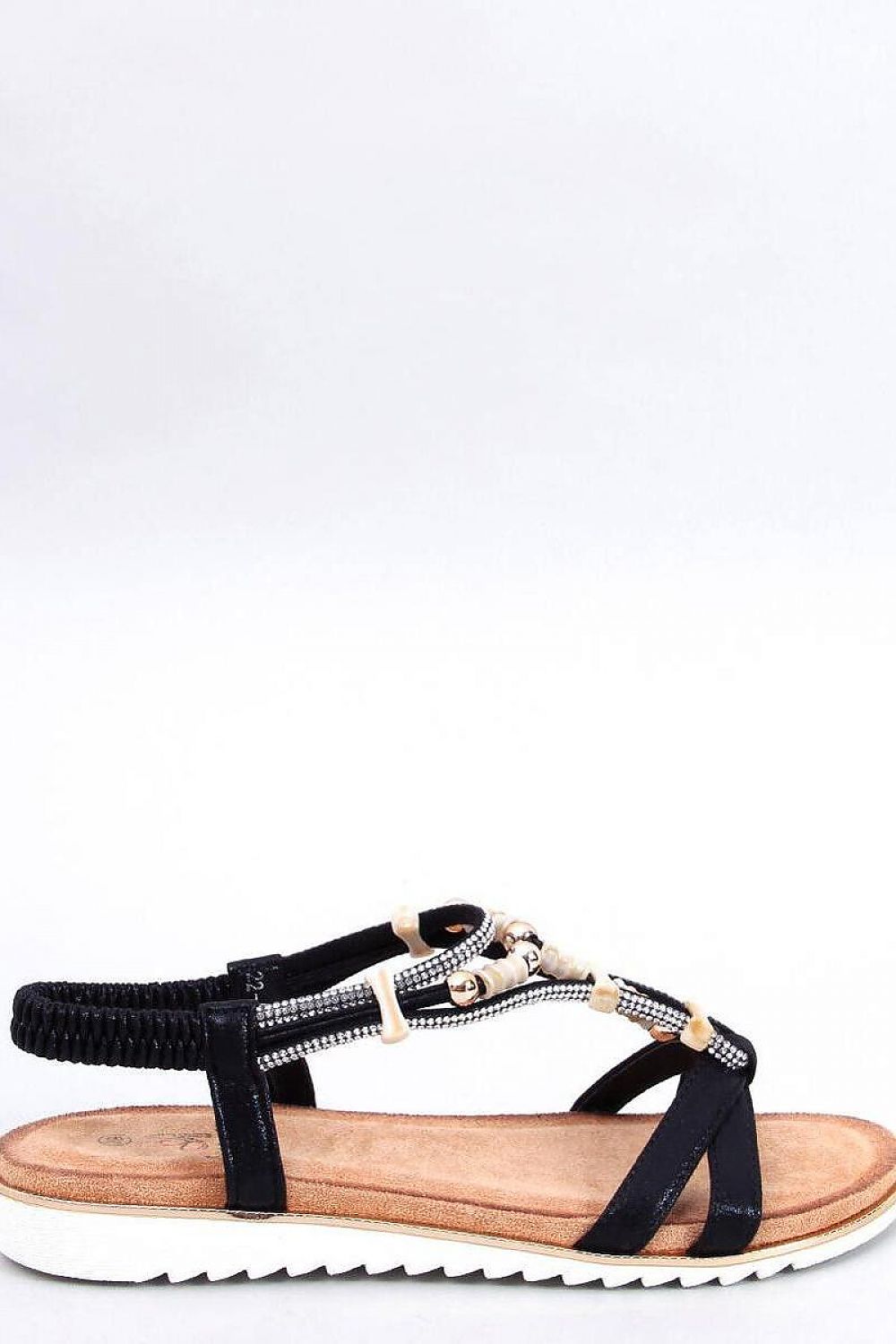 Luxurious Inello metallic women's sandals with shimmering rhinestone embellishments, crafted from eco-friendly leather and fabric for a stylish and sustainable choice.