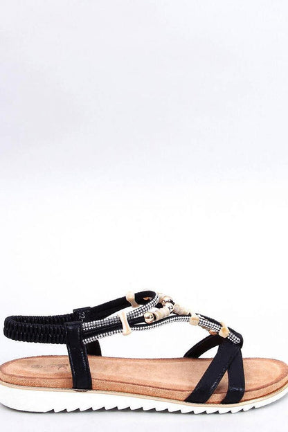 Luxurious Inello metallic women's sandals with shimmering rhinestone embellishments, crafted from eco-friendly leather and fabric for a stylish and sustainable choice.