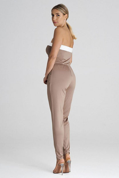 Close-up view of the decorative pleats on Figl's strapless loose jumpsuit, showcasing premium design and craftsmanship.