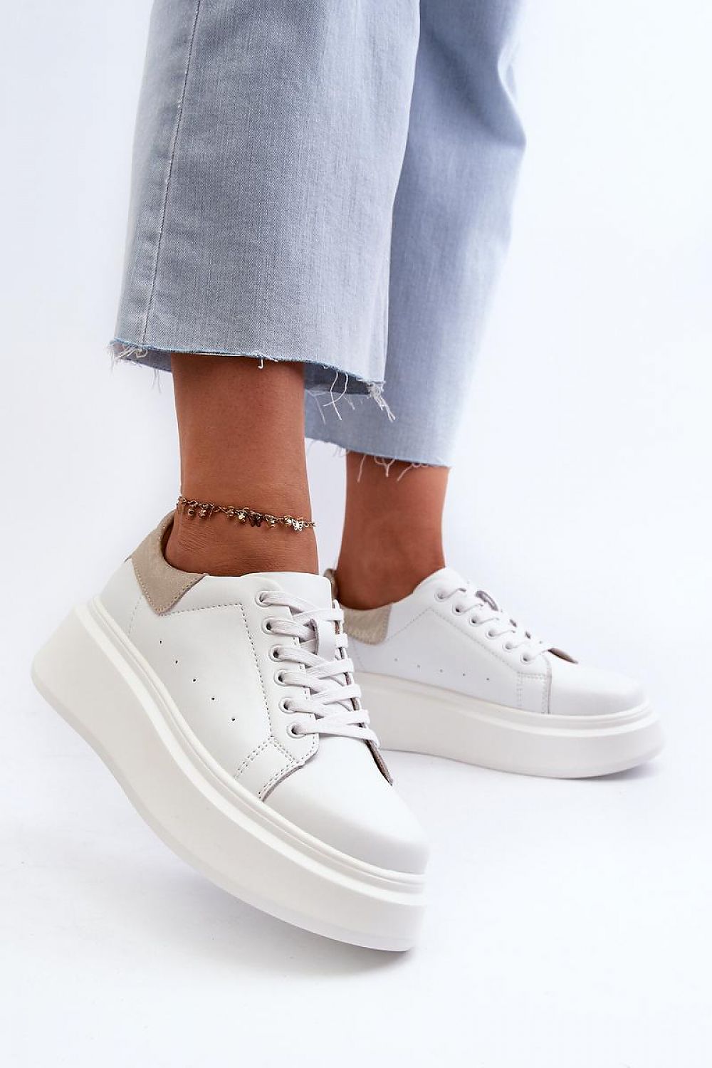 Luxury Women's natural leather sneakers by Step in Style featuring a chic 4.5cm platform to elevate your fashion statement.