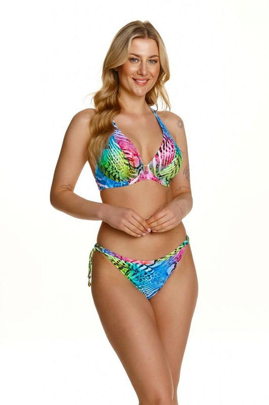 Elegant Lupo Line bralette swimming bra featuring underwired support and vibrant colours, designed for larger busts, perfect for a luxurious beach day.