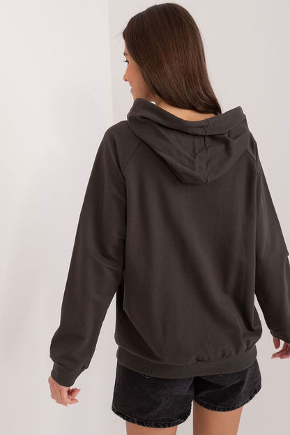 Elegant women's casual hoodie by Relevance, featuring a smooth cotton blend material in a chic design, perfect for stylish everyday wear.