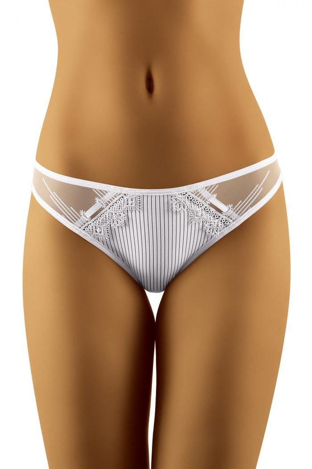 Elegant Wolbar Sisi Women's Lace and Tulle Comfort Panties featuring a luxurious striped knit design, perfect for adding a touch of feminine sophistication to your lingerie collection.
