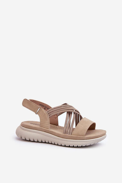 Elegant lightweight women's sandals by Step in Style featuring velcro fastening and elastic straps for a luxurious and comfortable fit.