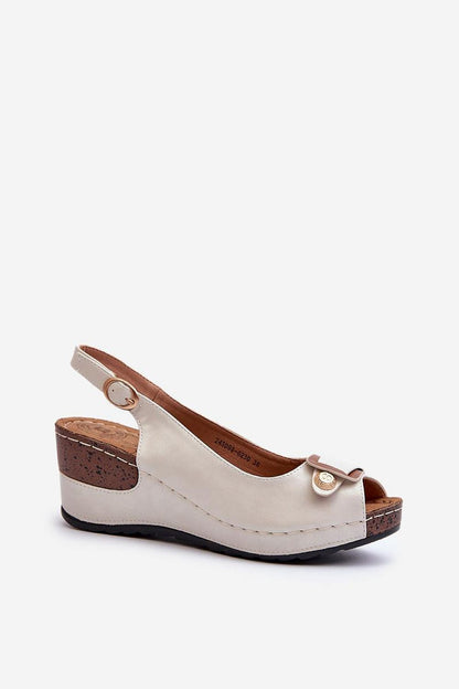Side view of classy eco leather wedge sandals from Step in Style with a chic 7cm heel, epitomizing luxury and comfort for the modern woman.