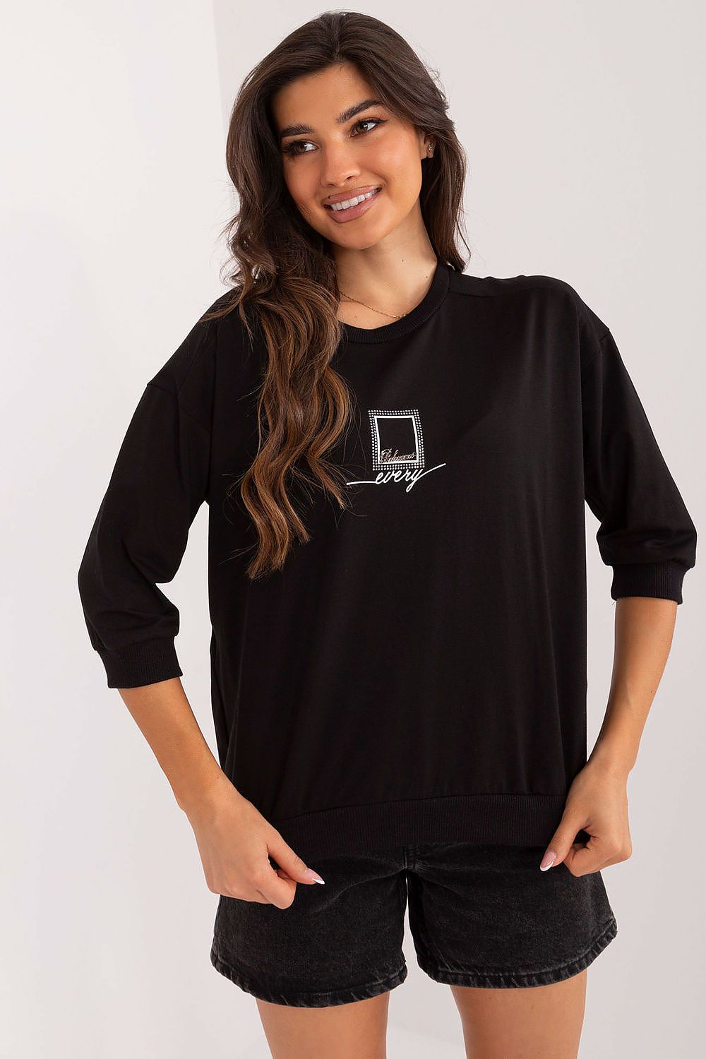 Elegant everyday blouse by Relevance featuring a subtle jet pattern and 3/4 length sleeves, ideal for versatile styling and comfort.