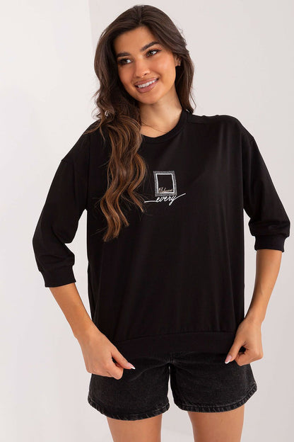 Elegant everyday blouse by Relevance featuring a subtle jet pattern and 3/4 length sleeves, ideal for versatile styling and comfort.