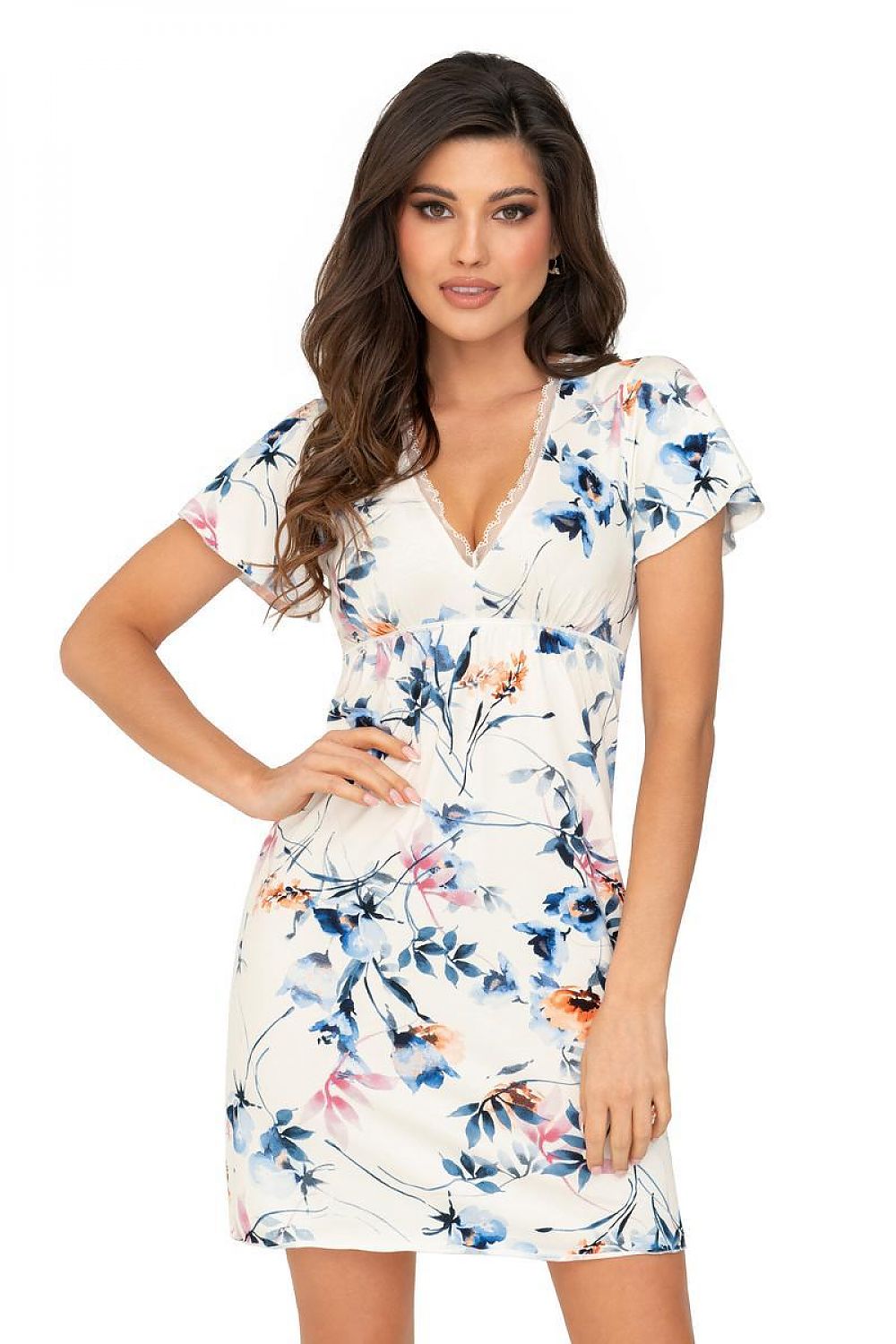 Luxurious women's Astrid floral viscose nightgown by Donna, featuring elegant lace details and a comfortable fit, perfect for restful nights.