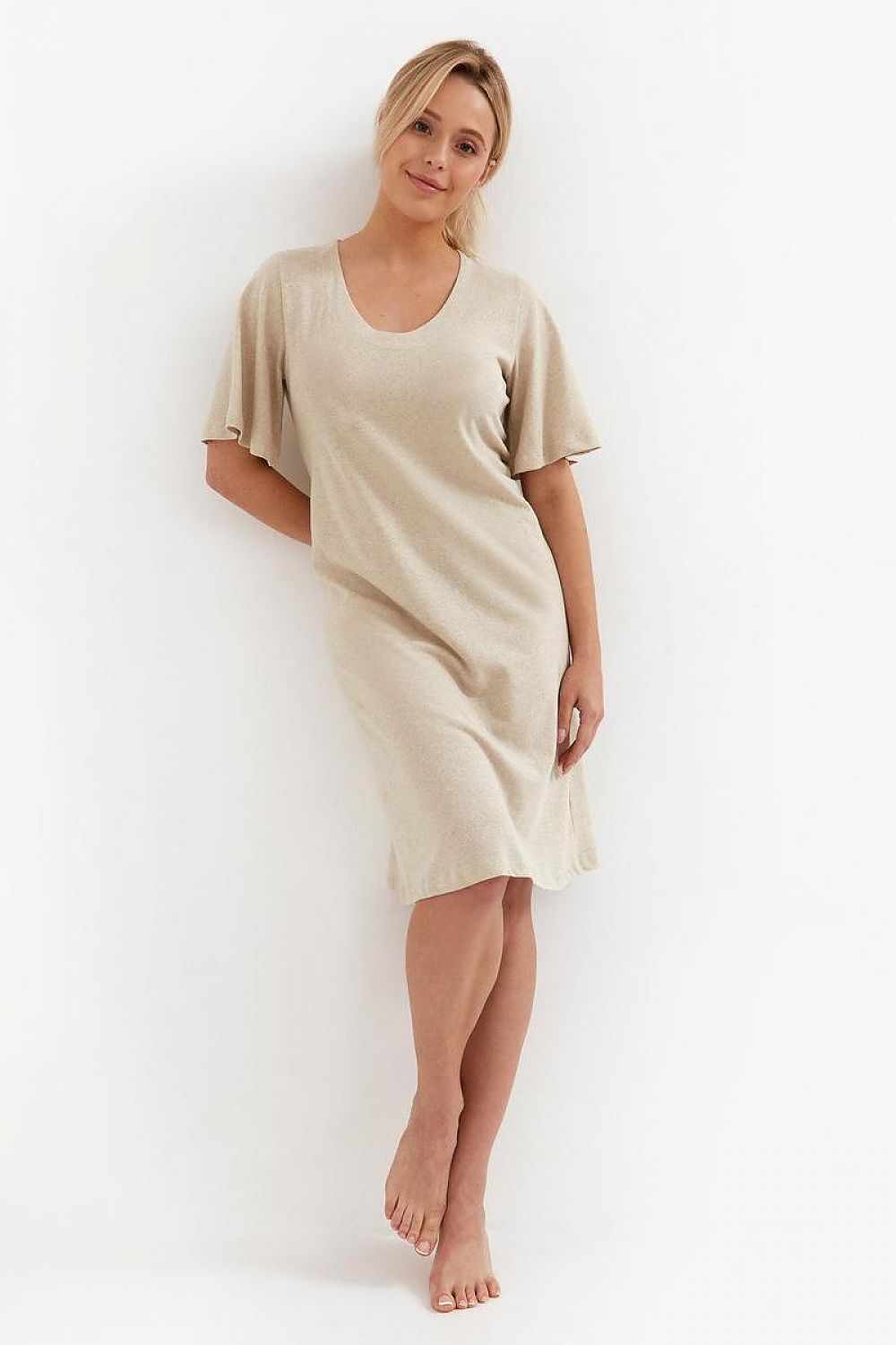 Elegant nightshirt for women by Cana, showcasing high-quality melange viscose with linen, perfect for luxurious loungewear.