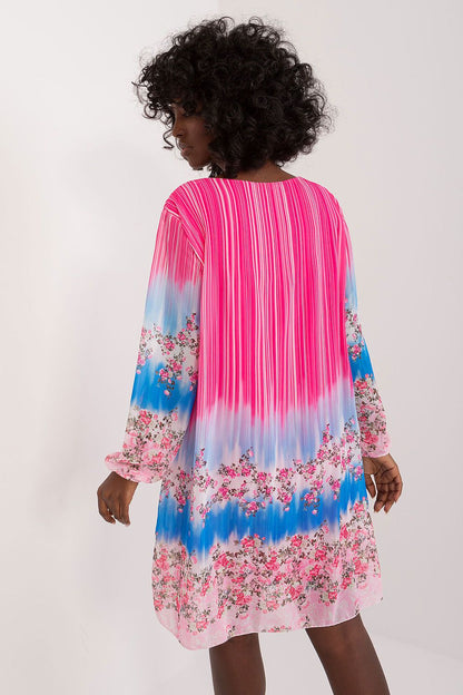 Luxurious colourful print daydress by Italy Moda, featuring long sleeves and a comfortable pre-knee length for elegant everyday wear.