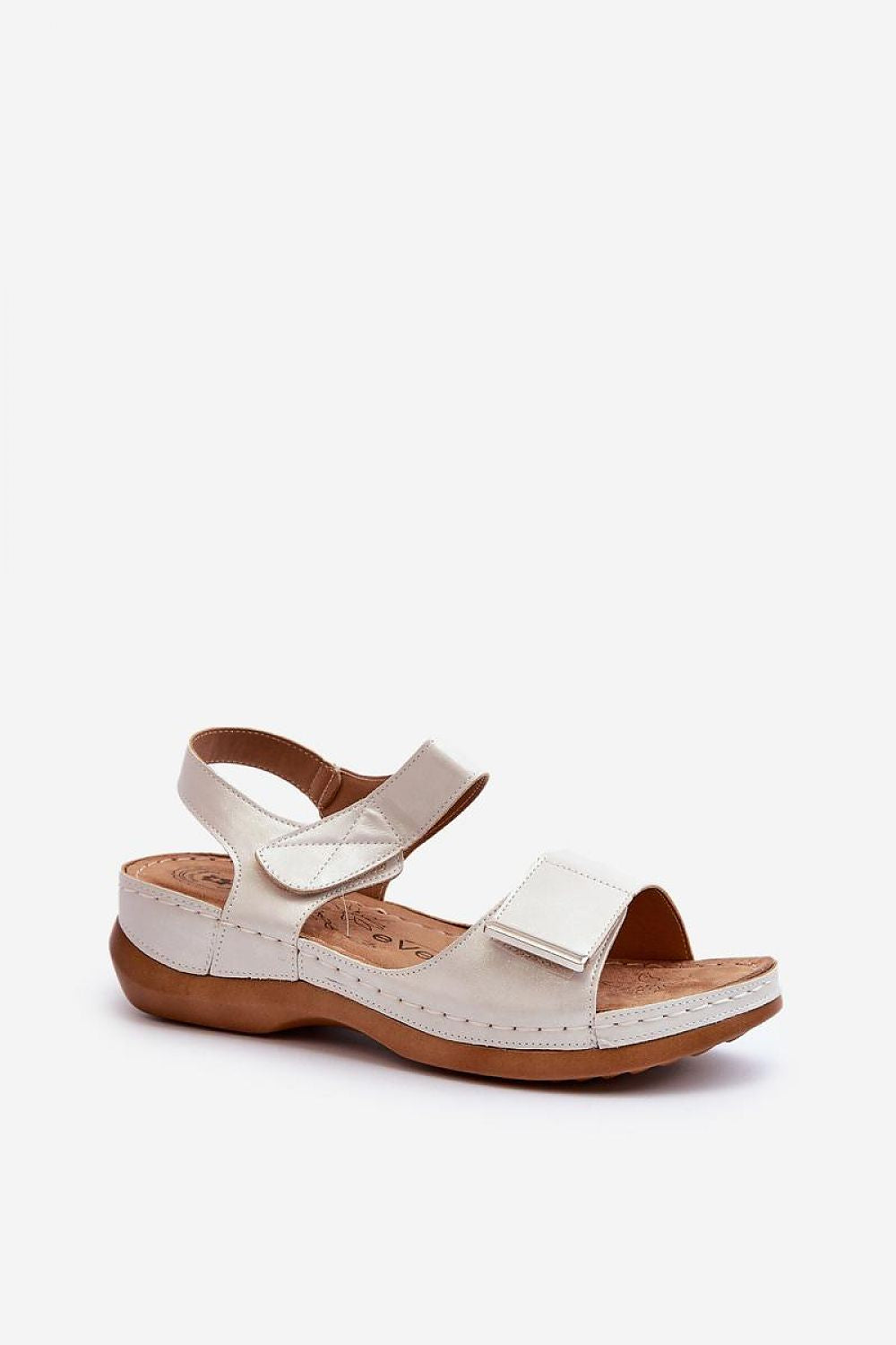 Women's luxurious eco leather sandals by Step in style, featuring Velcro straps and a soft cushion-effect insole, ideal for stylish summer outings.