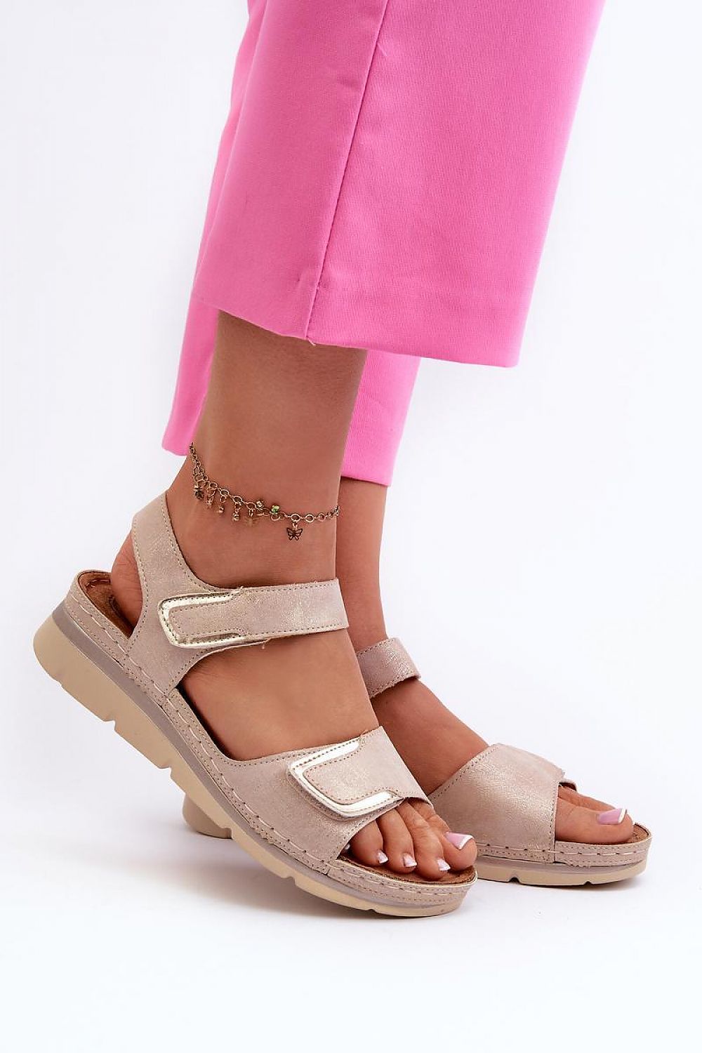 Luxury women's comfortable Velcro sandals by Step in Style featuring a 4.5 cm heel, perfect for summer elegance.