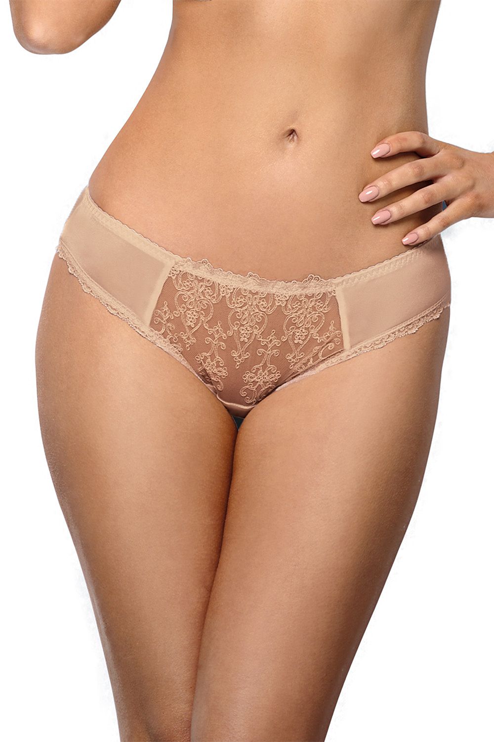 Vena elegant full cut mesh insert panties showcasing luxurious comfort and style, featuring intricate embroidery and smooth knit fabric.