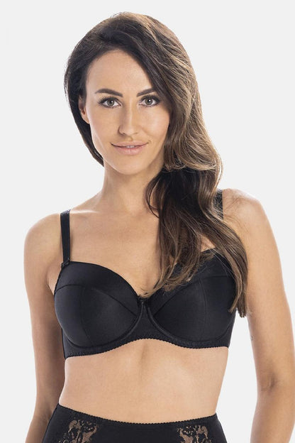 Elegant black padded underwired bra by Teyli, showcasing exceptional support and comfort for everyday wear.