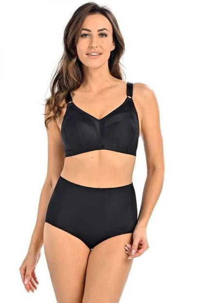 Luxury black soft bra by Teyli featuring elegant floral lace detail and adjustable straps, designed for ultimate comfort and support without underwire.