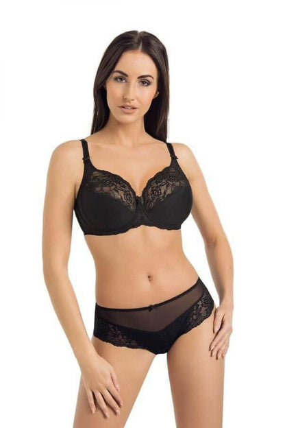 Luxury Victoria Soft Black Underwired Bra by Teyli, featuring delicate lace detailing and a flattering, alluring shape, perfect for everyday elegance.