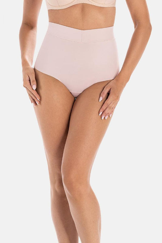 Luxury high-waisted slimming panties by Teyli, designed for comfort and elegance, featuring body shaping materials that firm and lift for a flattering silhouette.