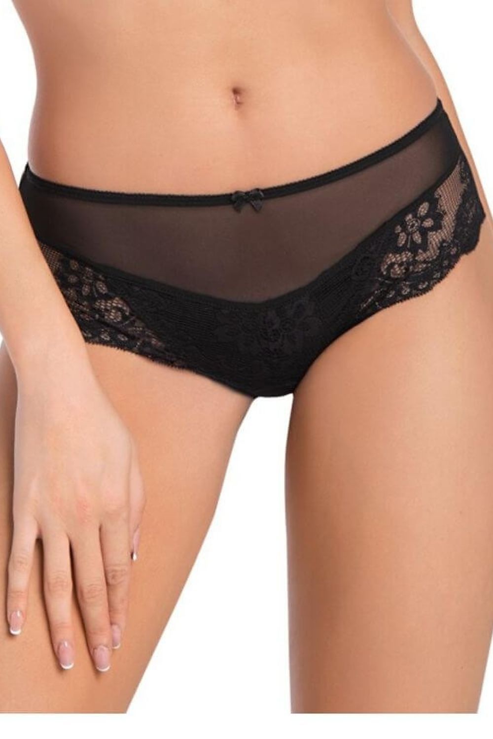 Luxurious Teyli black lace panties featuring seamless mesh and elegant floral motif for a striking silhouette and all-day comfort.