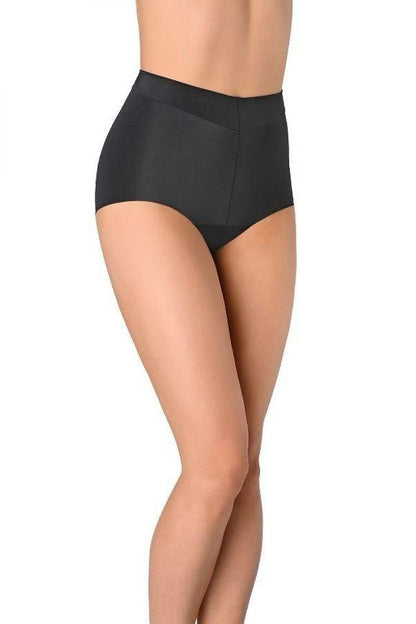 Luxury high-waist black panties from Teyli, featuring laser-finished design for ultimate comfort and elegance, perfect for smooth fitting under dresses.