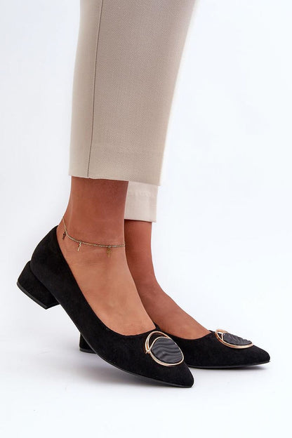 Elegant eco-suede heel pumps with pointed nose and leather insole by Step in Style, perfect for both formal and everyday wear, showcasing refined design and comfort.