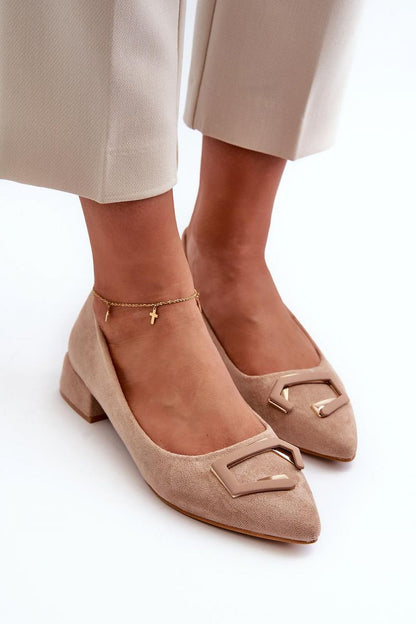 Stylish full view of eco-suede heel pumps by Step in Style, showcasing their pointed toe design and sophisticated silhouette.