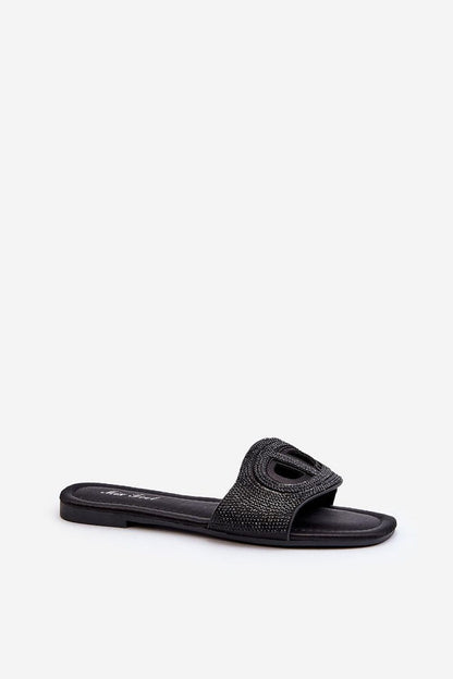 Women's luxurious rhinestone-embellished flip-flops by Step in Style, perfect for summer outfits with a flat heel for ultimate comfort.