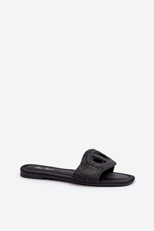 Women's luxurious rhinestone-embellished flip-flops by Step in Style, perfect for summer outfits with a flat heel for ultimate comfort.