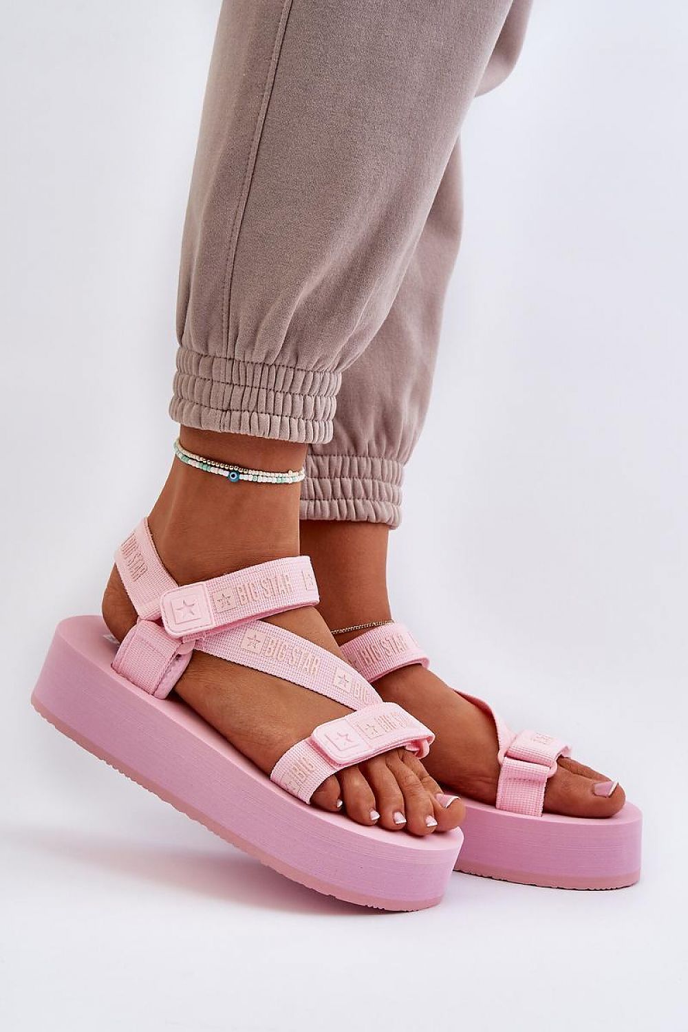Big Star Women's Velcro sandals featuring a 4cm platform, elegantly designed for summer comfort. Stylishly crafted by Step in Style, perfect for beach outings or city strolls.