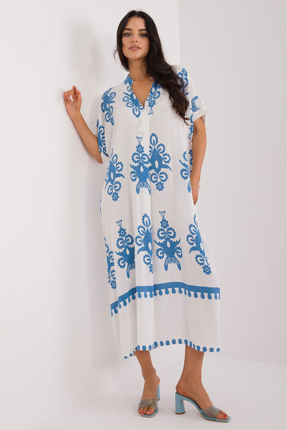 Elegant boho viscose midi dress by Italy Moda featuring a heart neckline, perfect for stylish summer outings.