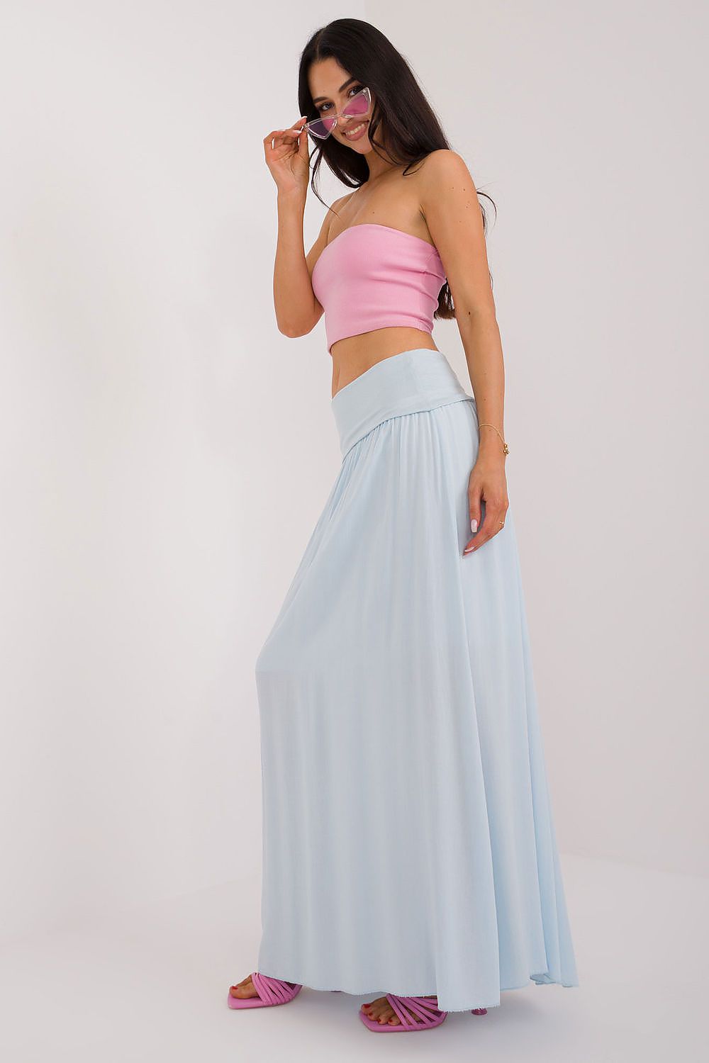 Stylish Och Bella Maxi Skirt in a flattering silhouette, illustrating the exquisite craftsmanship and luxurious smooth viscose material suitable for various occasions.
