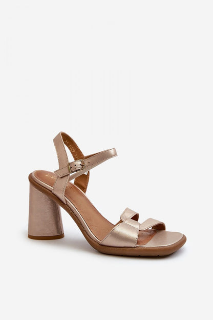 Stylish women's sandals by Step in style, crafted from premium natural leather with a soft insole and a chic triangular post heel for luxurious comfort.