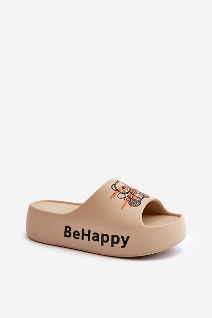Step in Style women’s teddy bear printed flip-flops with a 5.5 cm thick sole, ideal for holiday relaxation.