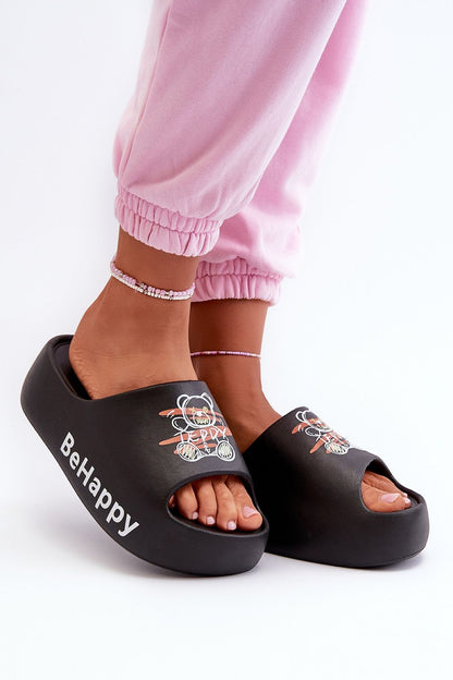 Luxury women's flip-flops by Step in Style featuring adorable teddy bear print and 5.5 cm thick sole for ultimate comfort and stylish holidays.