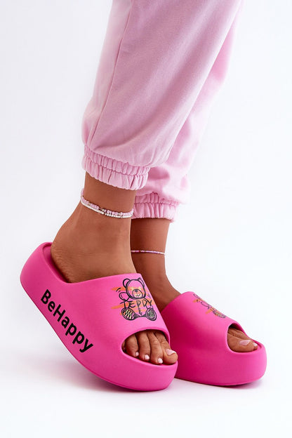 Step in Style luxury women's flip-flops with a whimsical teddy bear print and thick sole, perfect for a comfortable, fashionable holiday experience.