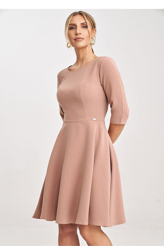 Elegant Flared Daydress by Figl featuring three-quarter sleeves and a flattering classic cut, perfect for feminine chic occasions.