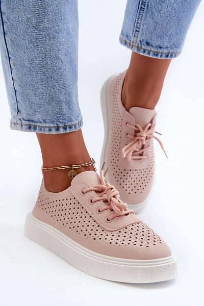 Luxury Women's Eco Leather Sneakers featuring an elegant openwork upper design and cushioned foam insole from Step in Style, perfect for a chic and comfortable fashion statement.
